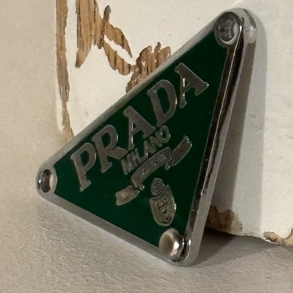 Prada Women's Necklace in Dark Green and Silver - Picture 5 of 7